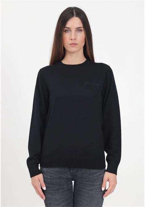 Black crew-neck sweater for women with logo embroidery ARMANI EXCHANGE | 6DYM1JYME3Z1200